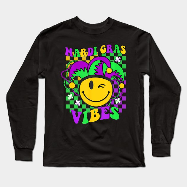 Retro Mardi Gras  New Orleans Men Women Kids Long Sleeve T-Shirt by angelawood